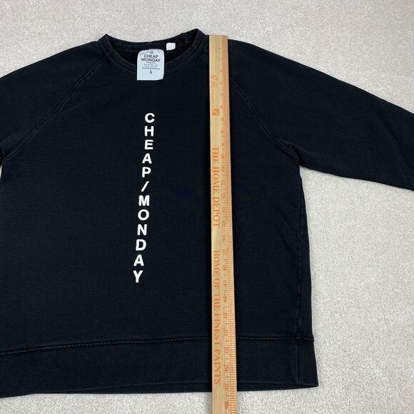 Cheap Monday Stockholm Pullover Men Size Large Black Long Sleeve Logo Crew - Picture 14 of 15